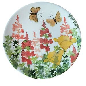 Rainbow Gate Santa Fe New Mexico Floral Plate Handmade Snapdragons & Butterflies